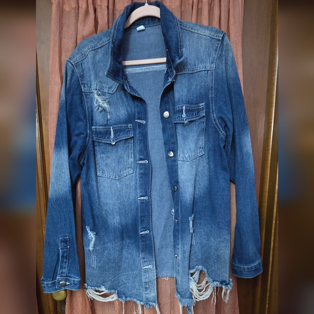 Chic Soul Distressed jean jacket size 2xl
